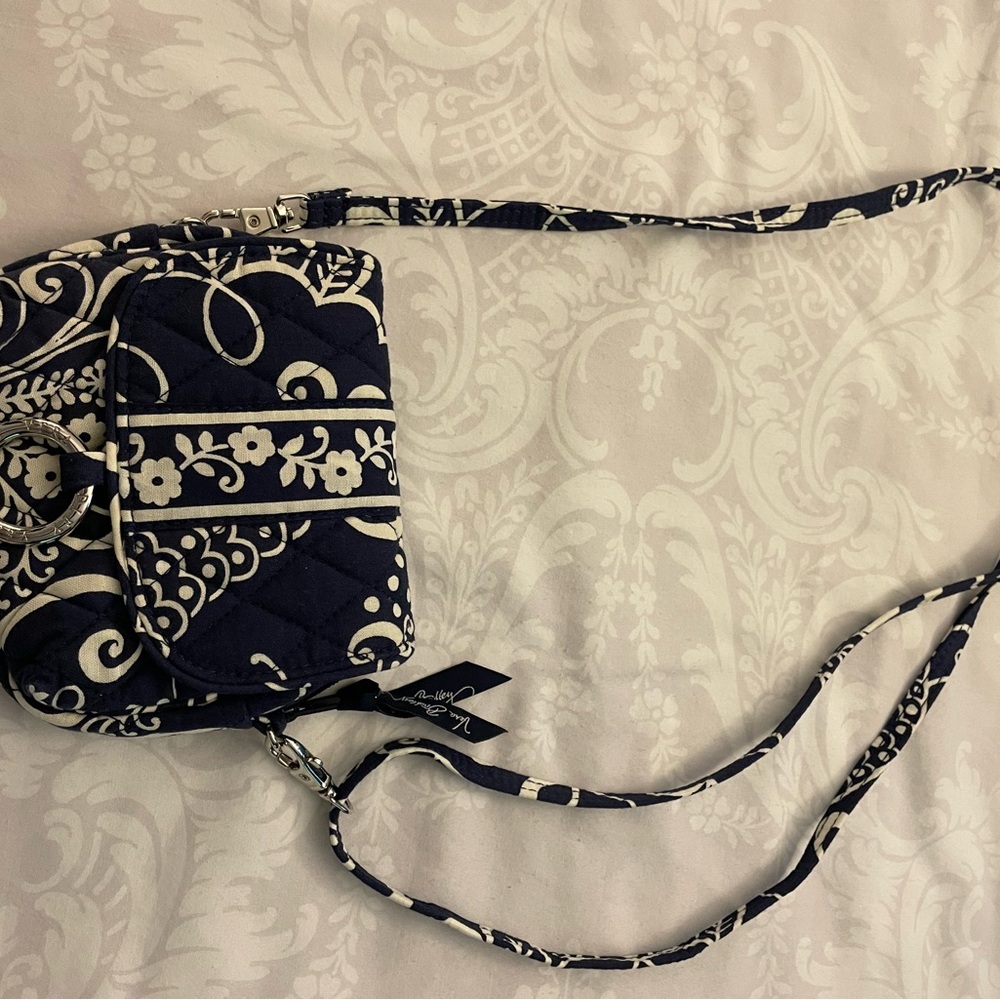 Vera Bradley Navy and White Floral Wristlet